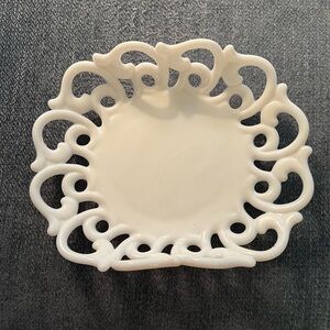 Vintage Fostoria Monroe Pattern Lace Milk Glass Fruit